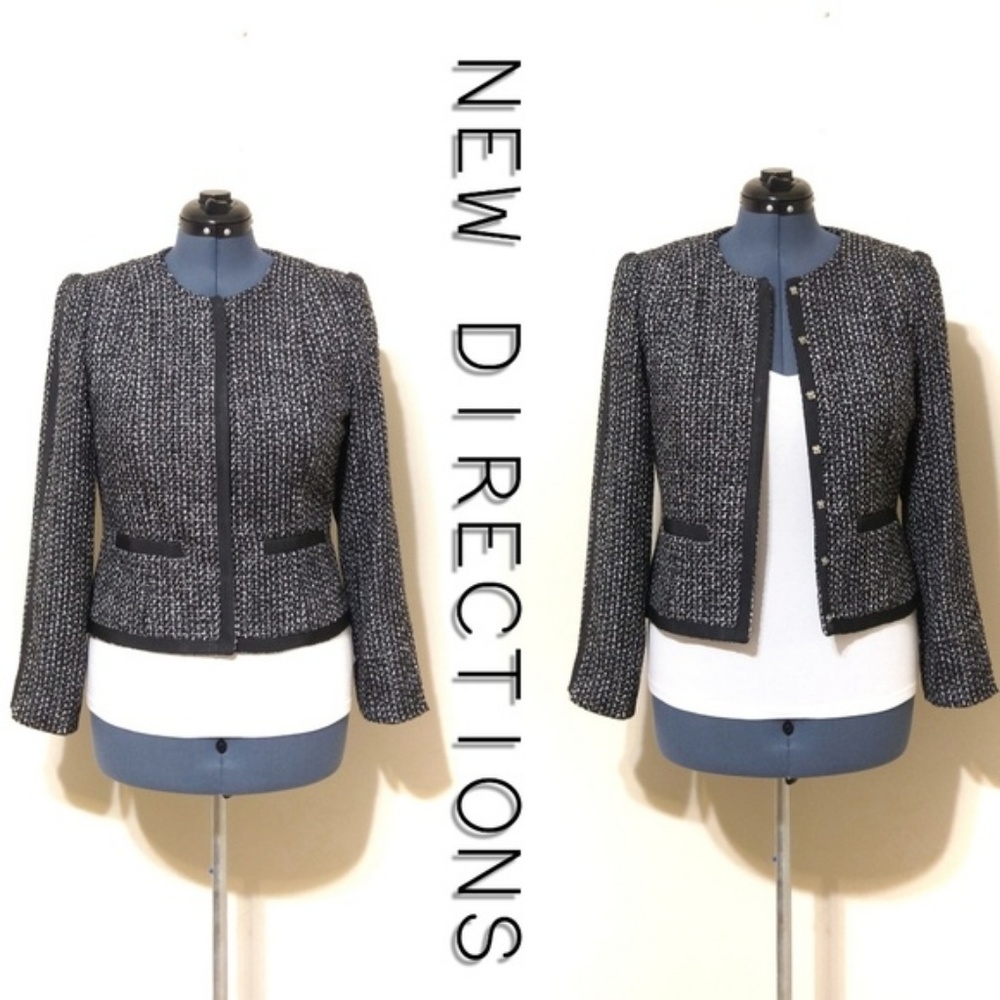 Fitted Tweed Blazer w/Trim EUC